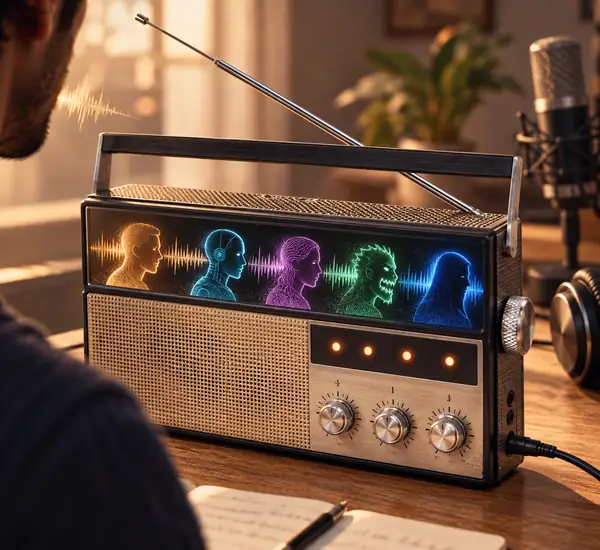 Old portable radio with a metal antenna
