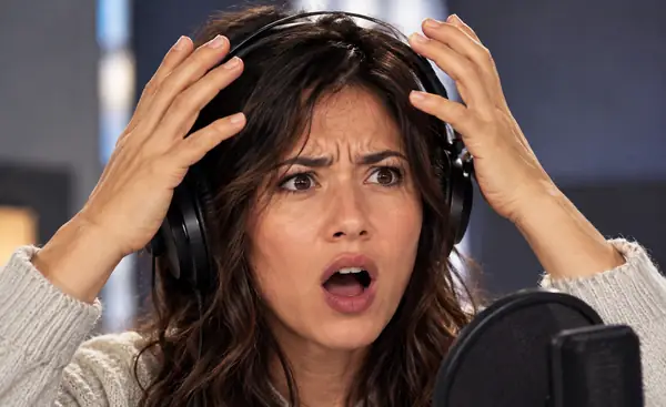 Surprised person holding their head