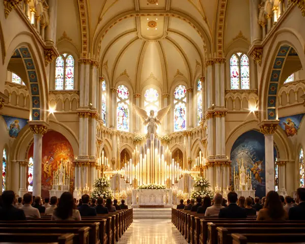 Tall vaulted interior of a church