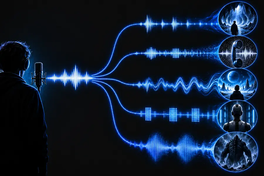 Illustrative transformed voice workflow after processing